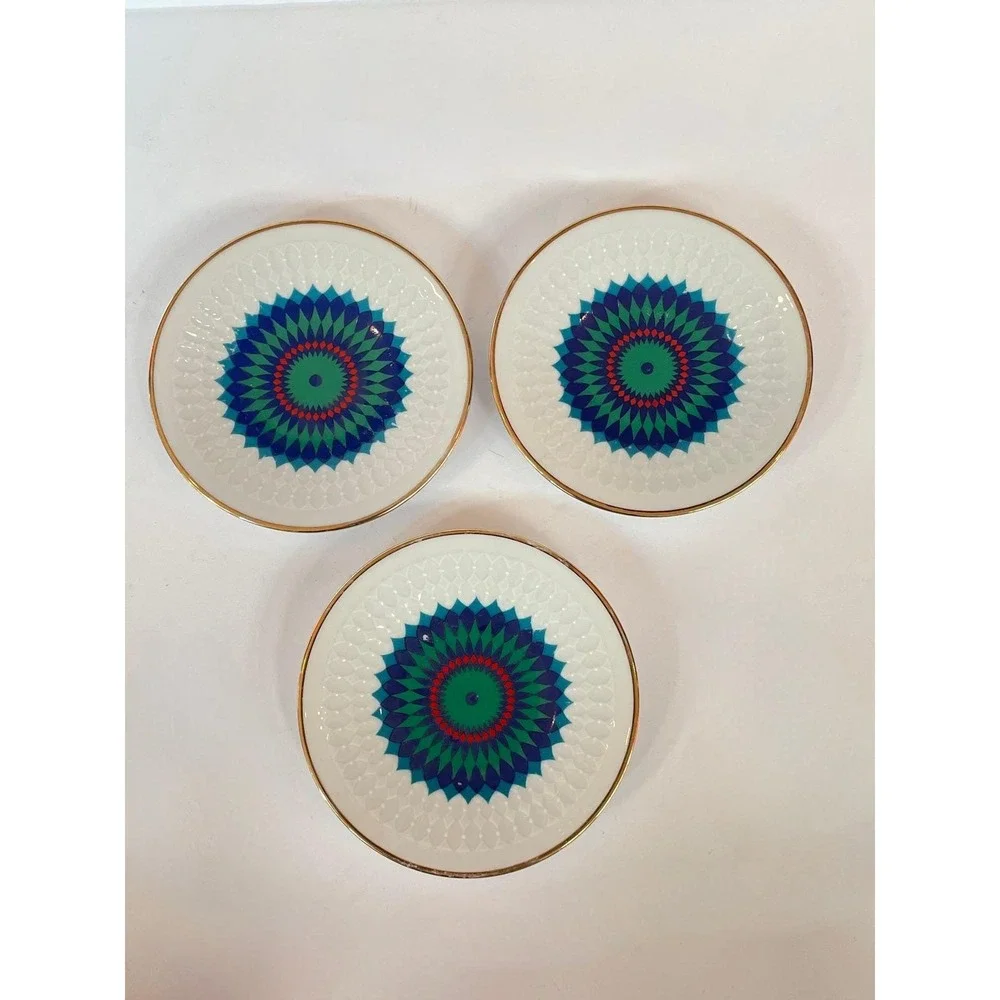 Winterling Marktleuthen Bavaria Porcelain‎ Plates Set of 3 Mandala Sunburst Gold